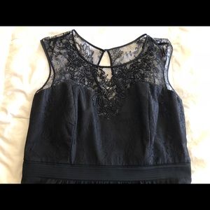 City Chic Black beaded lace evening gown